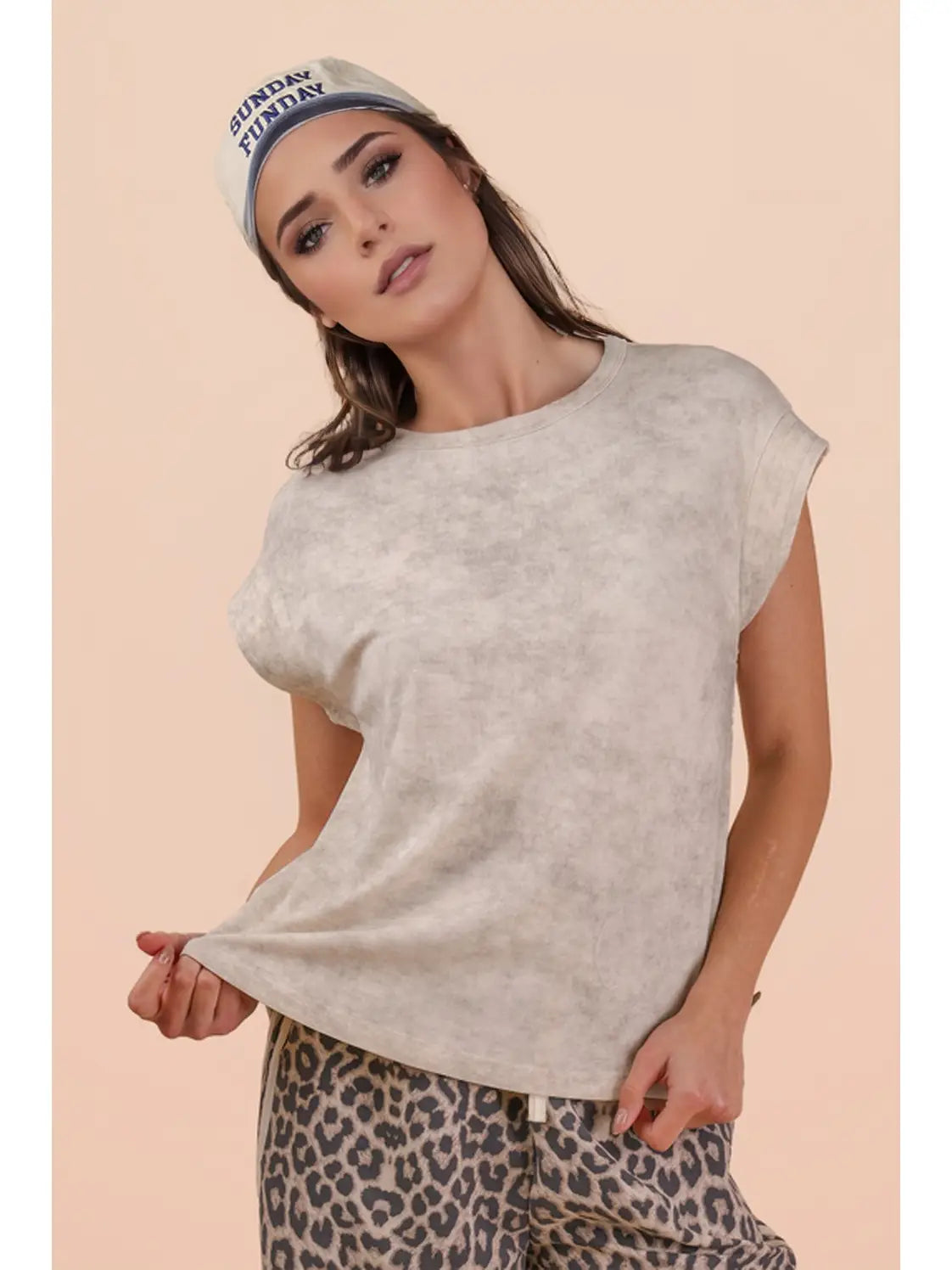 Washed Knit Casual Comfy Top Cream