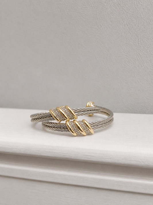 Two-Tone Cable Cuff Bracelet