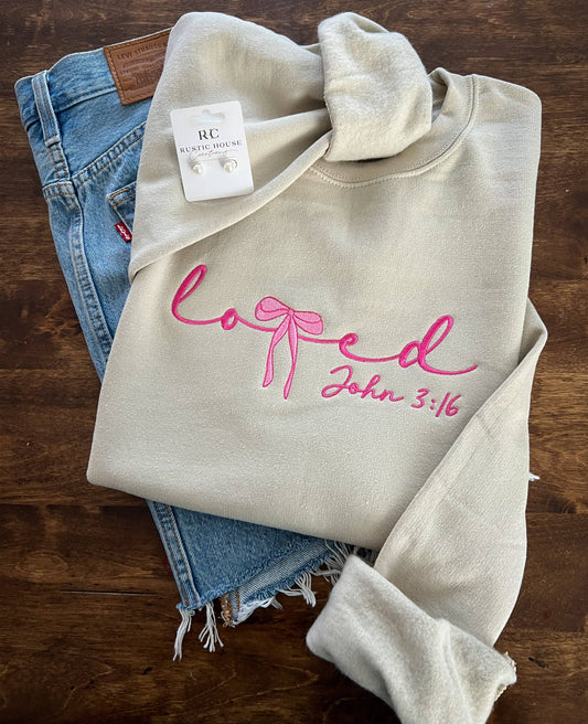 Loved John 3:16 Embroidered Sweatshirt