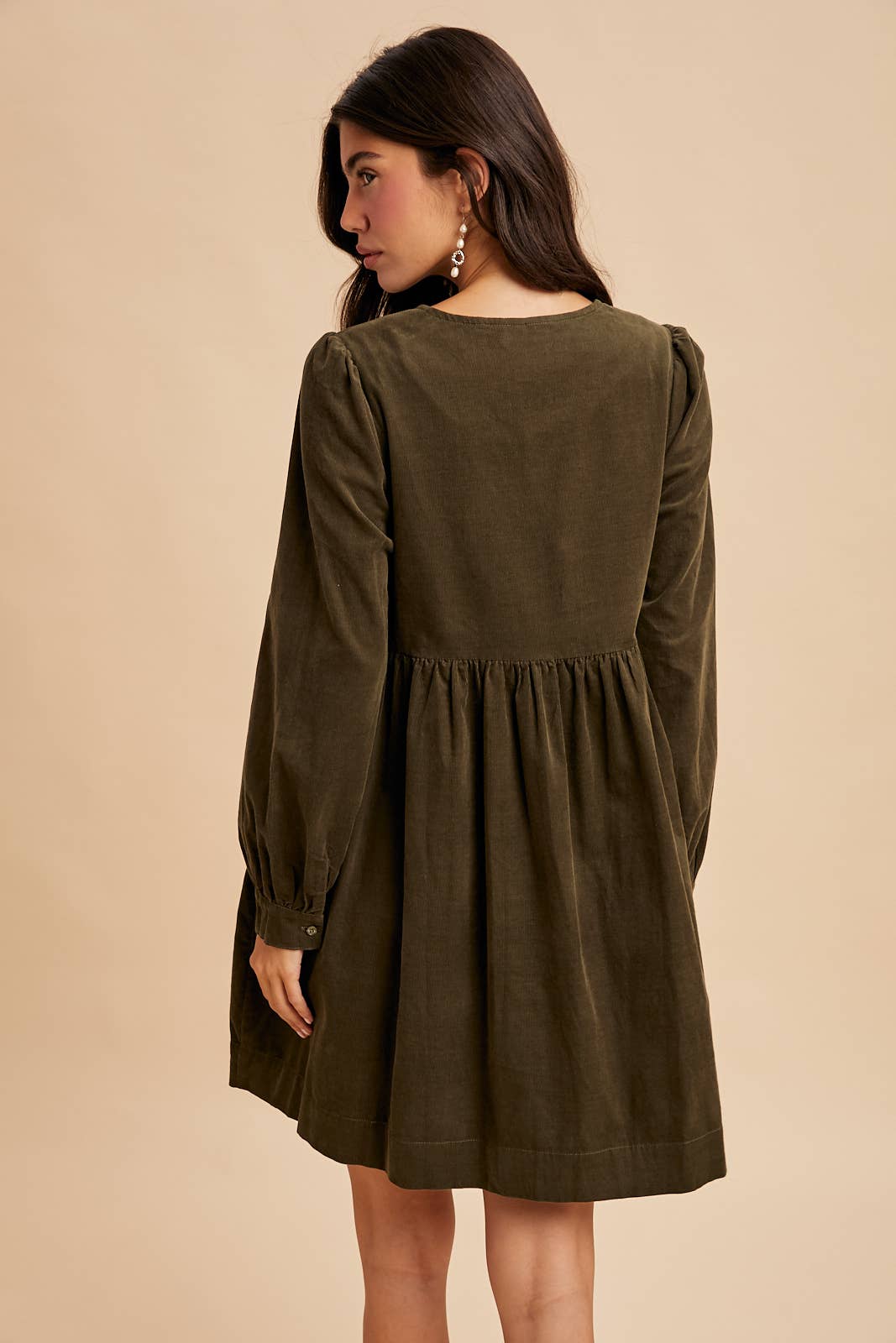 BOW TIE CORDUROY MINI DRESS