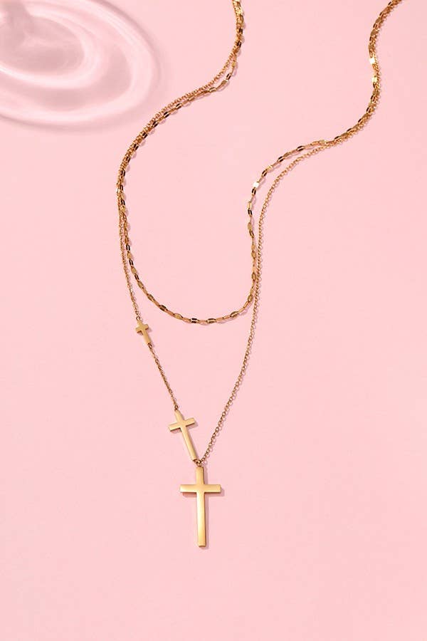 18K STAINLESS STEEL TARNISH FREE CROSS NECKLACE | 40NK361