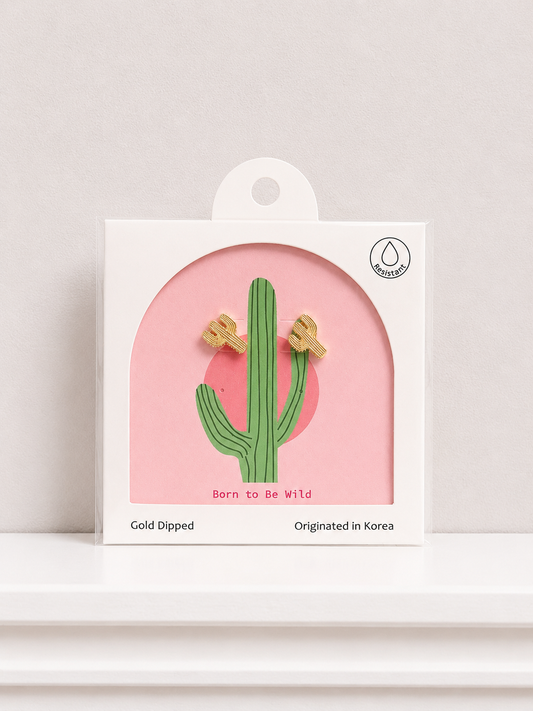 Gold Cactus Stud Earrings