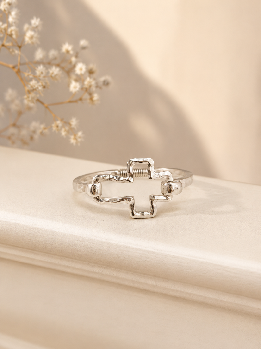Silver Cross Cuff Bracelet