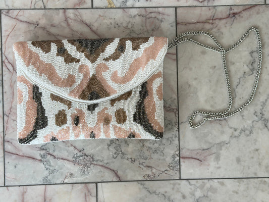 Nude Multi Color Beaded Bag
