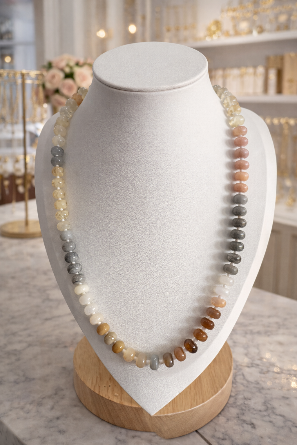 Multi-Colored Neutral Stone Necklace