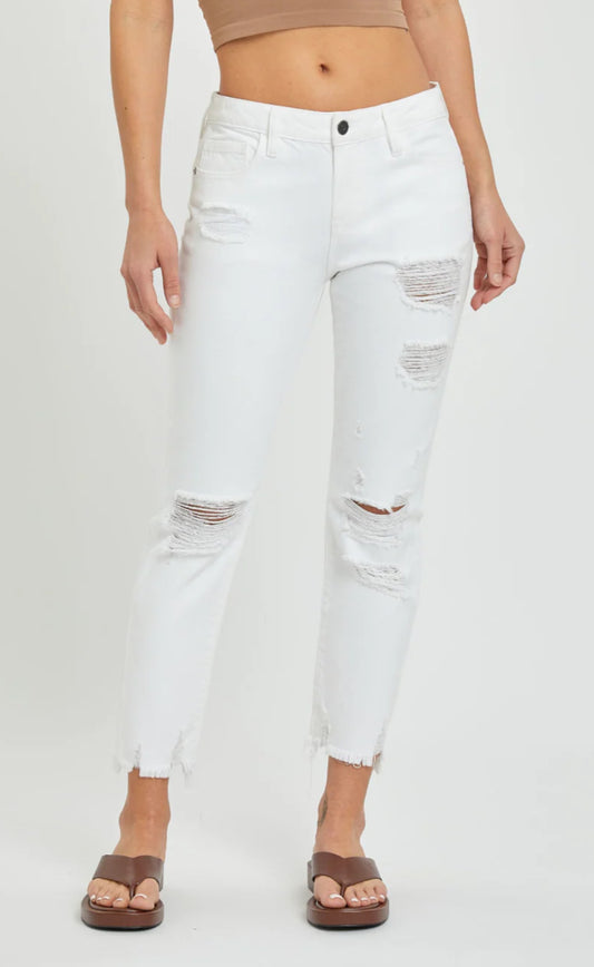 Hidden Bailey Slim Boyfriend Straight White Denim
