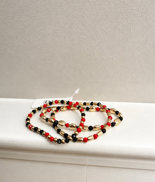 Red/Black Game Day Bracelet Stack