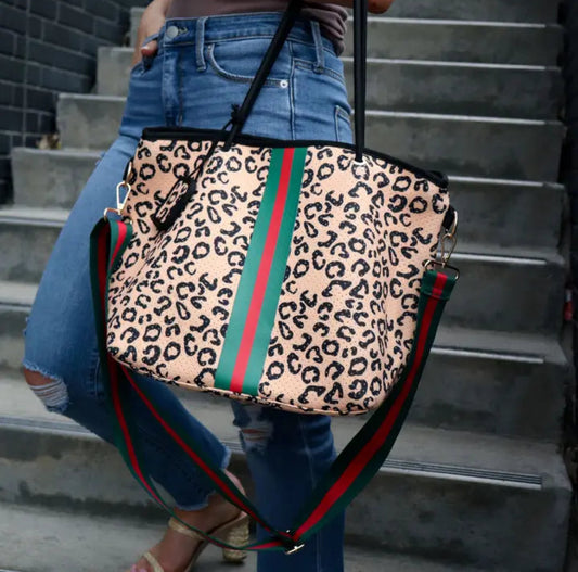 Neoprene Bag Leopard Red Interior