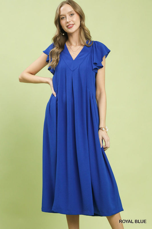 Umgee Royal Blue Midi Dress W/Pockets