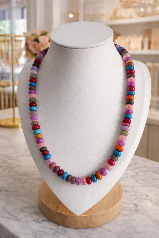Multi-Colored Pattern Stone Necklace