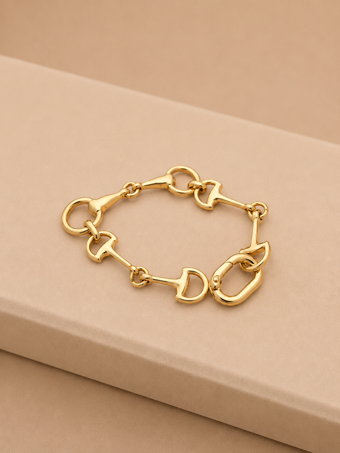 Gold Horse Bit Link Bracelet