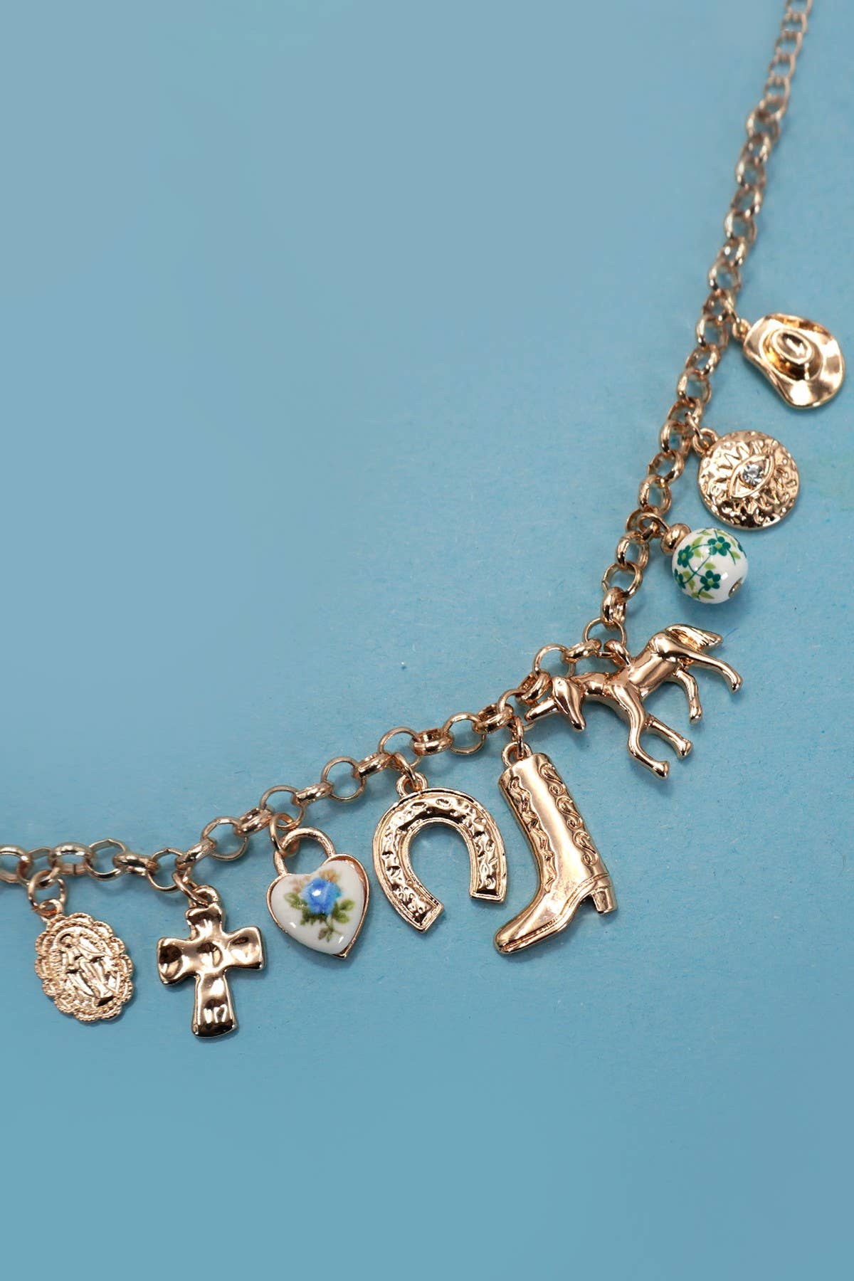 CHARM BRACELET - WESTERN BOOT CROSS PORCELAIN | 80B1345