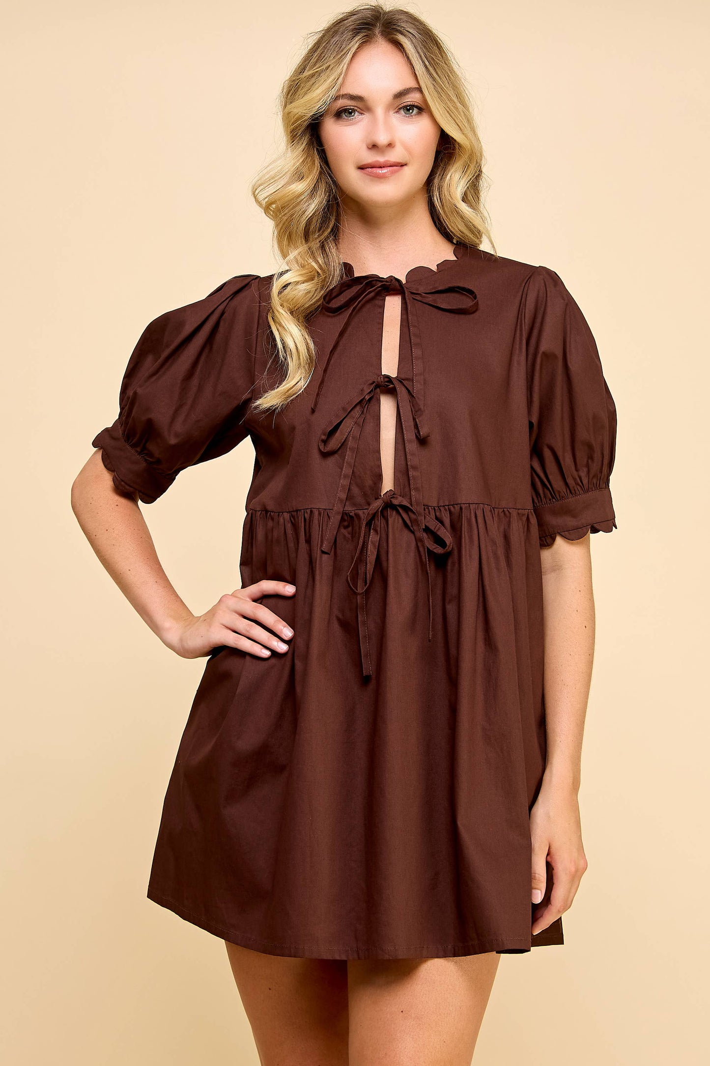 Scallop Detail Mini Dress