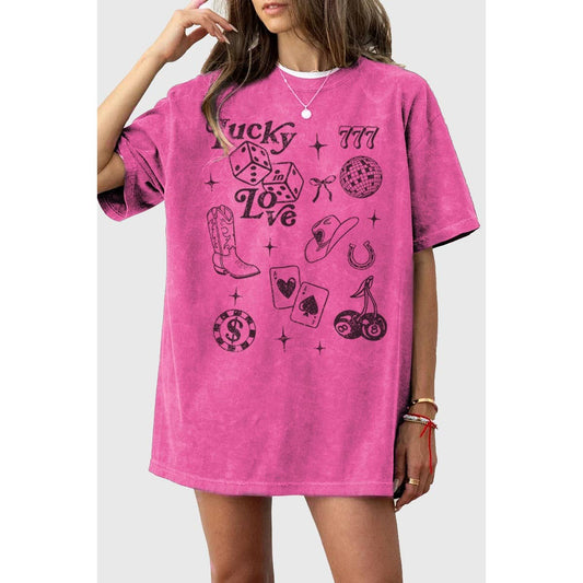 LUCKY LOVE OVERSIZED MINERAL GRAPHIC TEE