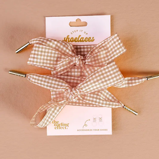 Gingham Tan-Step It Up Shoelaces