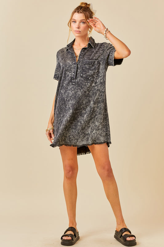 Short sleeve Washed Denim Dress