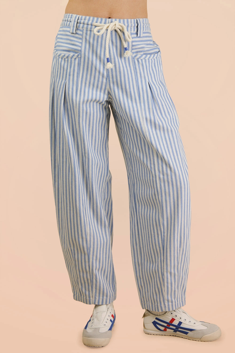 Blue and white Stripe Barrel Pant