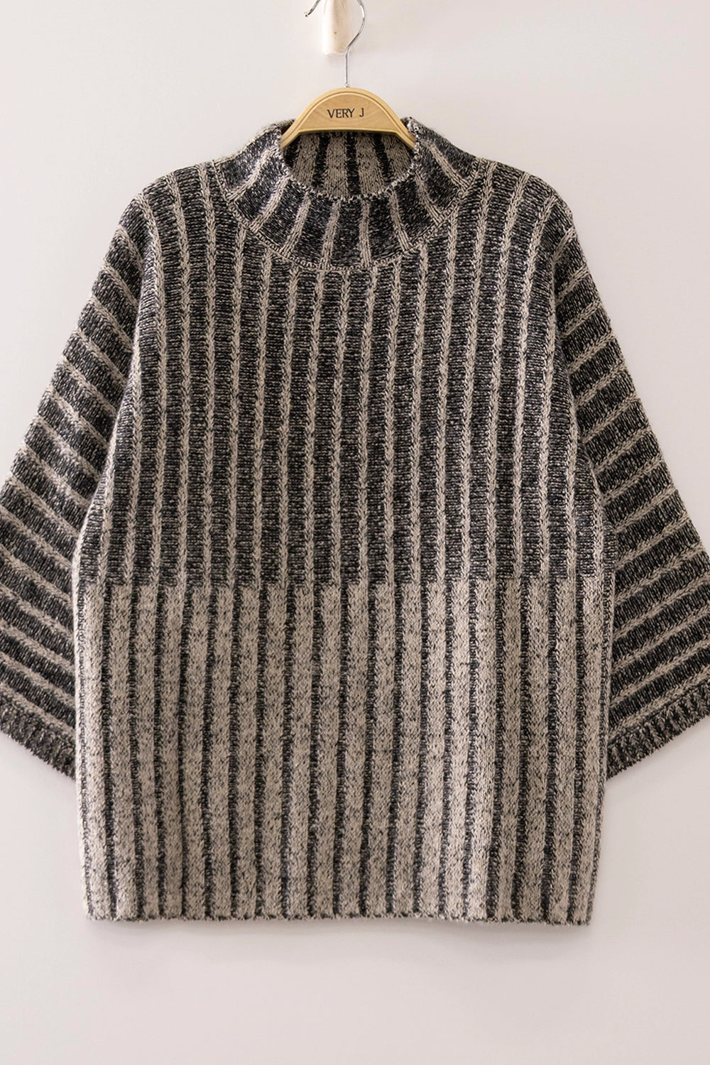 Ribbed Knit Mock Neck Sweater