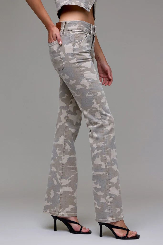 Hidden Tan Camo Double Waistband Low Rise Bootcut