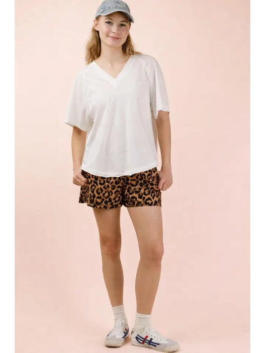 V-Neck White high low T-shirt