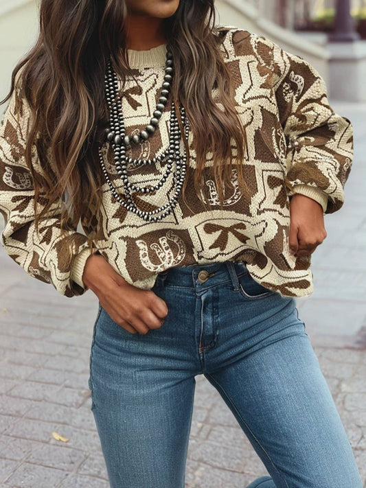 Western Fashion Patterned Loose Sweater