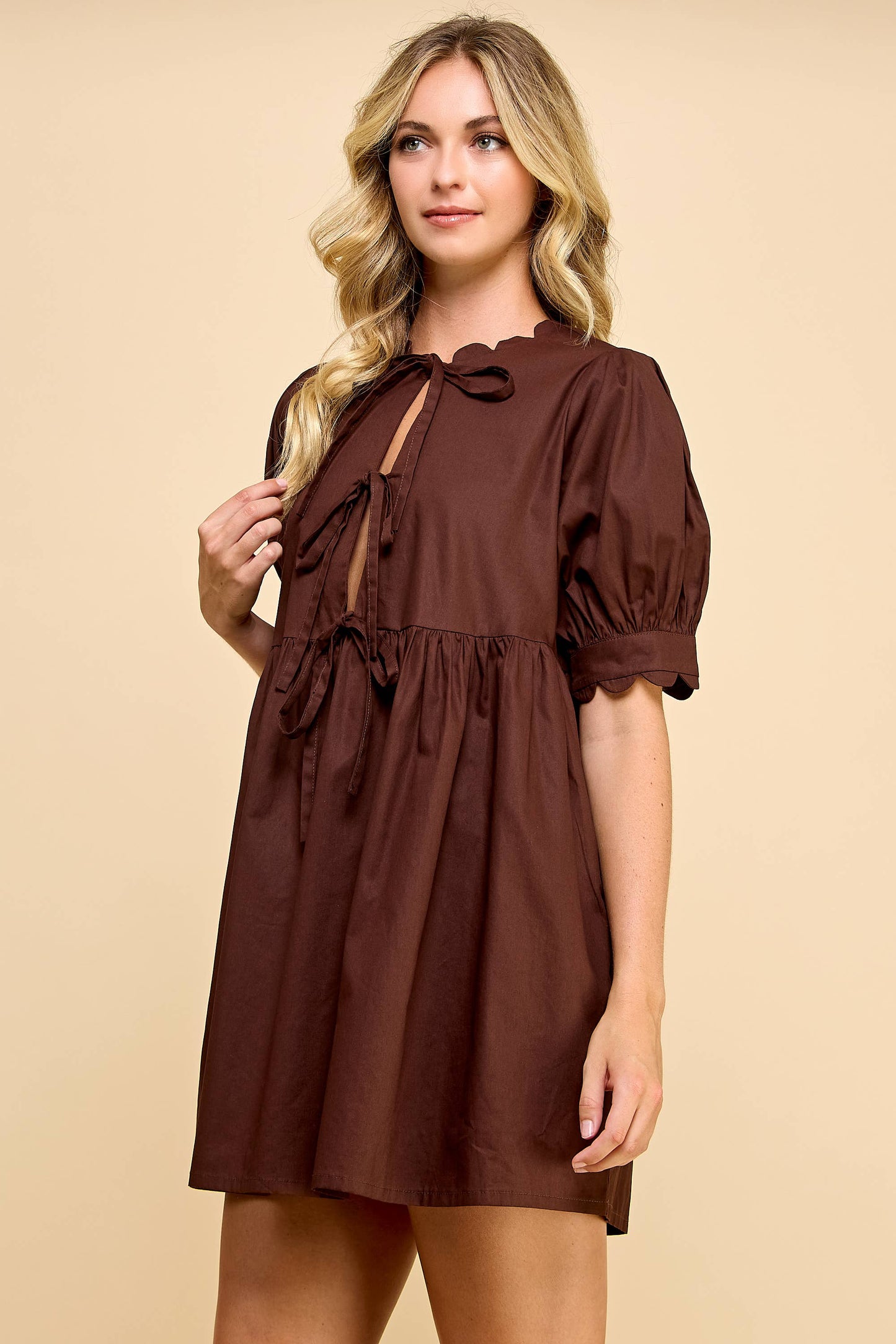 Scallop Detail Mini Dress