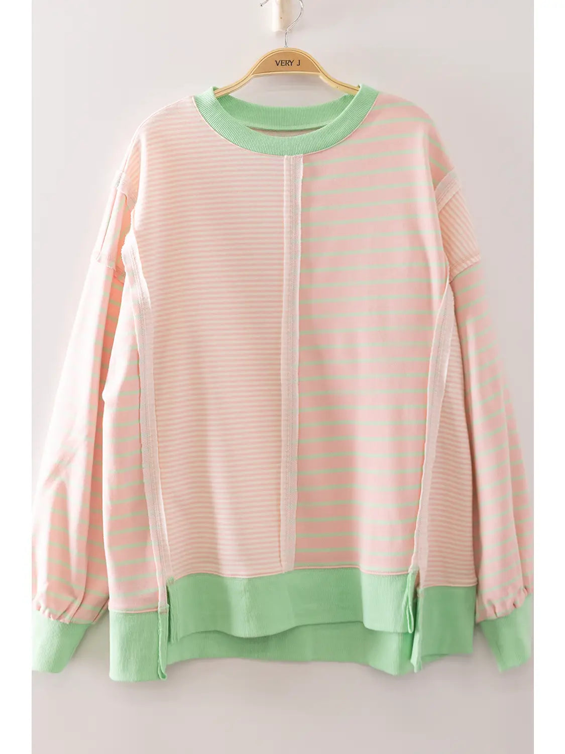 Mixed Stripe Contrast Sweatshirt