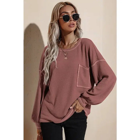 Round Neck Pullover Knit Top Violet