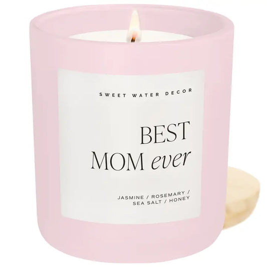 Sweet Water Decor Best Mom Ever 15 oz Pink Candle