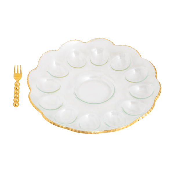 Mud Pie Gold Glass Deviled Egg Tray
