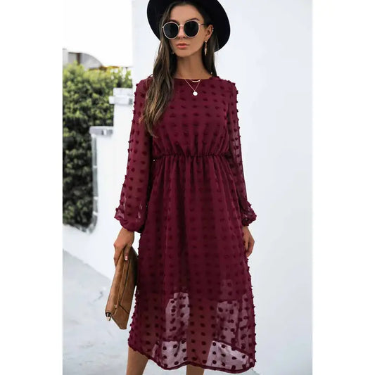 Swiss Dot Long Sleeves Woven Dress