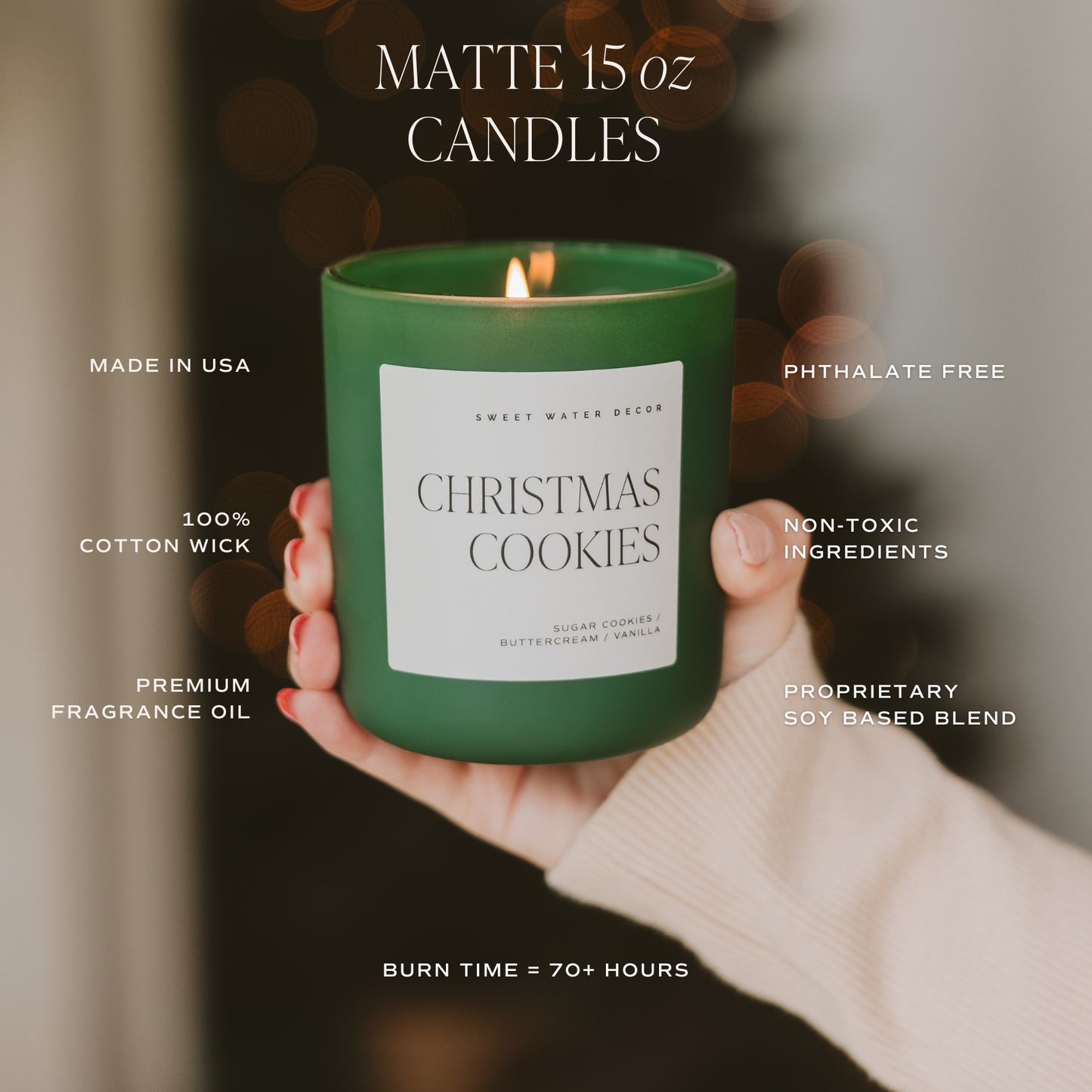 Christmas Cookies 15 oz Soy Candle, Matte Jar