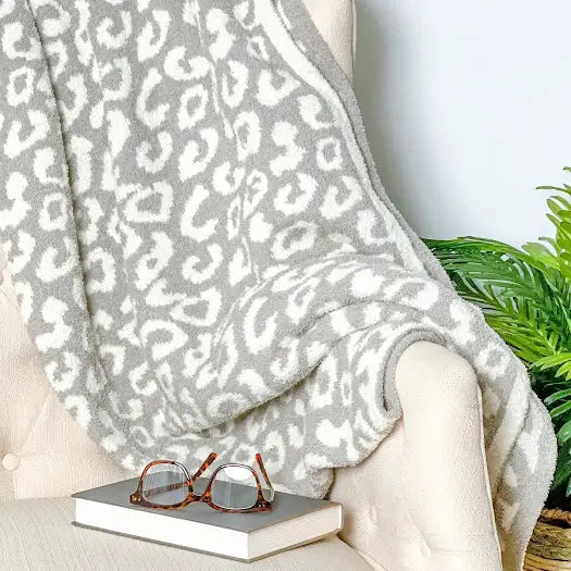 Luxury Cozy Throw Blanket Gray/Ivory
