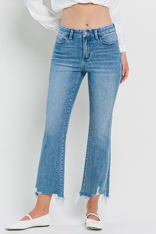 Flying Monkey Light High Rise Seamless Waistband Kick Flare Jeans