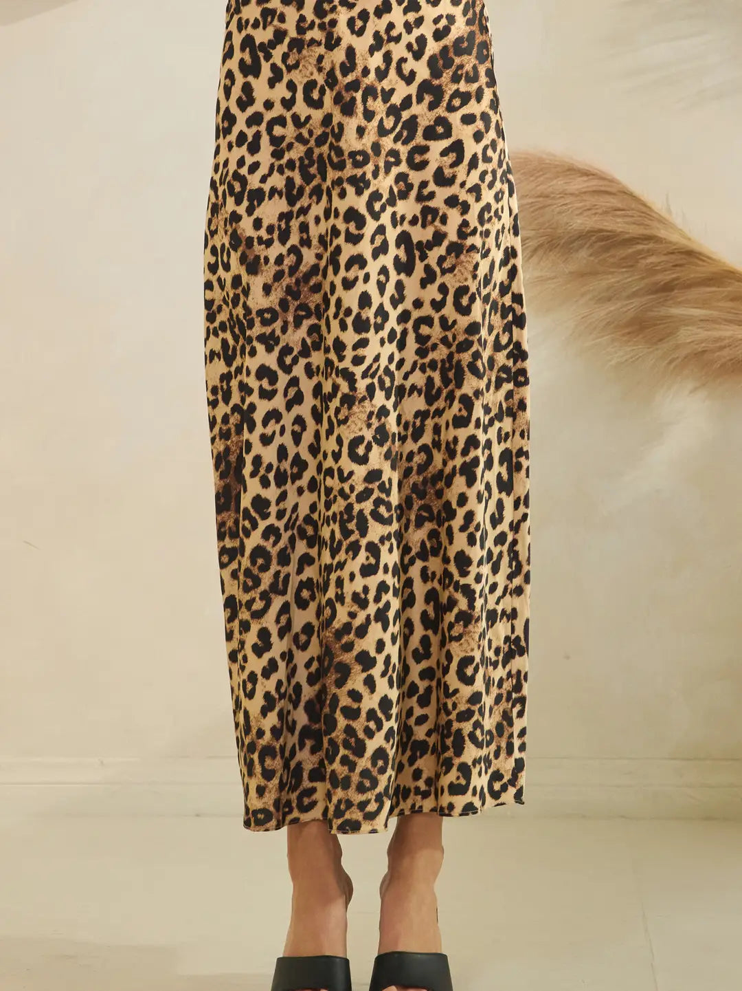 Leopard Satin Skirt
