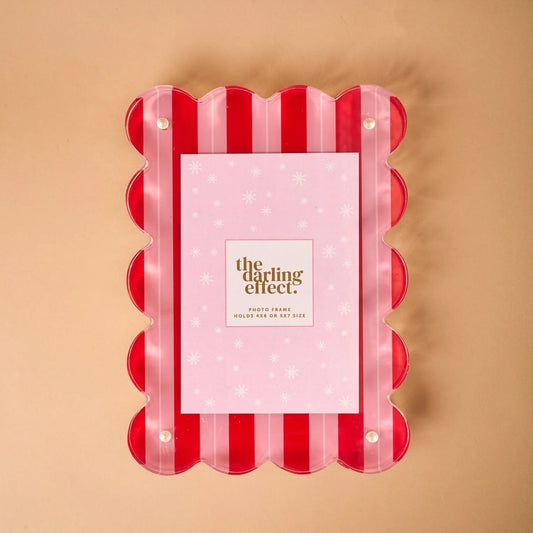 Peppermint Stripes Rectangle Scalloped Acrylic Picture Frame