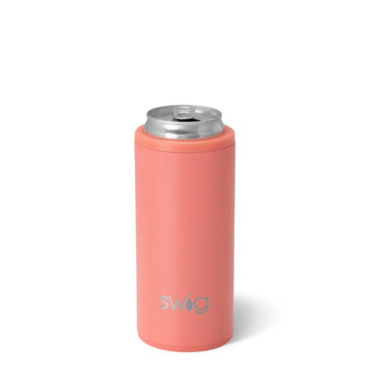 Swig Skinny Can Cooler Matte Coral