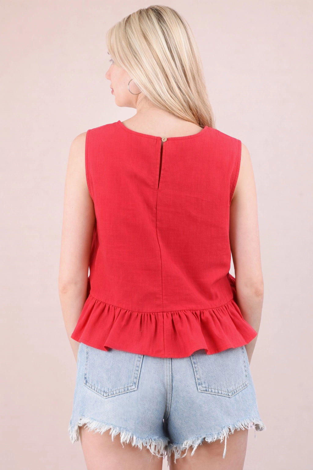 Side Tie Detail Ruffled Top