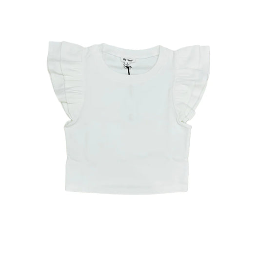 Ribbed Knit Crop Top With Double Ruffle